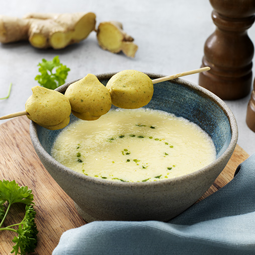 Falafel på spyd med majssuppe